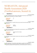 NURS 6512 / NURS6512 Advanced Health Assessment.2020 FINAL EXAM (Verified answers, Scored A)