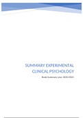 Book summary Experimental Clinical Psychology _ year 2020/2021