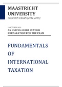 Exams & Answers (2014-2020) FIT - Fundamentals of International Taxation