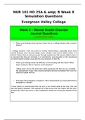 Evergreen Valley College NUR 101HO 25A &amp B Week 8 Simulation Questions......