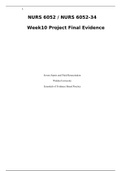 NURS 6052 / NURS 6052-34 Week10 Project Final Evidence...essay...[Graded-A]