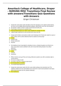 NURSING MISC Transitions Final Review with answers/Transitions Quiz Questions with Answers