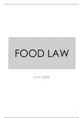 Food Law (LAW22806) - Summary of the lectures