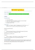 NR603 SYLLABUS &sol; NR 603 SYLLABUS &colon; Advanced Clinical Diagnosis and Practice Across the Lifespan &lpar;LATEST&comma; 2020&rpar; &colon; Chamberlain College of Nursing &lpar;Updated&comma; Download to score A&rpar;