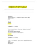 BIO 1020 PATHO FINAL EXAM-BIO 1020-General Biology, Question Answers, (Latest) South University