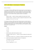 STAT 200 Week 5 Homework Problems / STAT200 Week 5 Homework Problems (V2): Questions & Answers (NEW, 2020)(Verified answers, Download to score A)