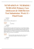 NUNP-6541N-9 / NURS6541 / NURS 6541 Week 11 - Final Exam Primary Care Adolescent & Child Review Test Submission (Scored A)