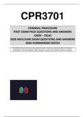 CPR3701 PAST EXAM PACK ANSWERS (2020 - 2014) & 2020 BRIEF NOTES