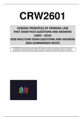 CRW2601 PAST EXAM PACK ANSWERS (2020 - 2014) & 2020 BRIEF NOTES