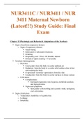 NUR3411C / NUR3411 / NUR 3411 Maternal Newborn (Latest!!!) Study Guide: Final Exam