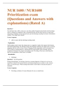 NUR 1600 / NUR1600 Prioritization exam (Questions and Answers with explanations) (Rated A)