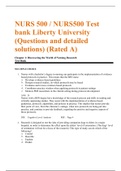 NURS 500 / NURS500 Test bank Liberty University (Questions and detailed solutions) (Rated A)
