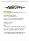 NURSING 4764  Care Man 4  Exam 4 Practice Questions  Test Bank and Evolve Practice Questions  [CHAPTERS 13, 40, 66, 67, 68] (Completed A)