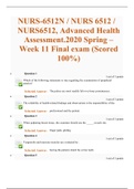 NURS-6512N / NURS 6512 / NURS6512, Advanced Health Assessment LATEST Final exam (Versions 1-5) (Already graded A)