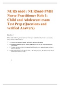 NURS 6660 / NURS660 PMH Nurse Practitioner Role I: Child and Adolescent exam Test Prep (Questions and verified Answers)