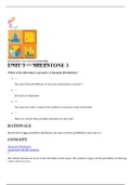 Sophia Statistics Unit 3 Milestone : Questions , Answers with Rationale (NEWEST, 2020)(LATEST answers, Download to score A)