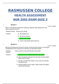 NUR 2092 HEALTH ASSESSMENT quiz 3 LATEST 