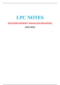LPC Notes – Registered Property Transaction Procedure –Seller & Buyer - (Distinction Grade), Latest 2020