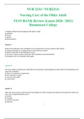 NUR 2214 / NUR2214: Nursing Care of the Older Adult TEST BANK Review (Latest 2020 / 2021) Rasmussen College