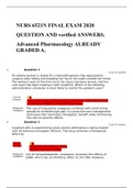 NURS 6521N FINAL EXAM 2020  QUESTION AND verified ANSWERS.  Advanced Pharmacology ALREADY GRADED A.