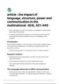 "In the shadow: the impact of language on structure, power and communication in the multinational" article by Marschan-Piekkari, Welch, & Welch