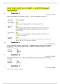 BIOL 1001 WEEK 4 EXAM 1 – QUESTION AND ANSWERS