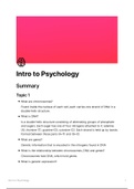 Summary of syllabus points - Introduction to Psychology and its Methods