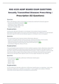 NSG 6320 AGNP BOARD EXAM QUESTIONS Sexually Transmitted Diseases Prescribing / Prescription (82 Questions) 2020-Completed A