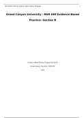 NUR 699 Evidence Based Practice--Section B  [Recommended]         Evidence-Based Practice Proposal-Section B Grand Canyon University: NUR 699 2020