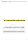 NR 500 Week 1 Reflection on Learning (Dual Version){GRADED A}