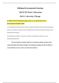 Devry University, Chicago-SOCS-325 Week 1 Discussion: Defining Environmental Sociology-Already_ Graded_A