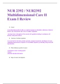 NUR 2392 / NUR2392 Multidimensional Care II Exam I Review | LATEST, 2020 | Rasmussen College
