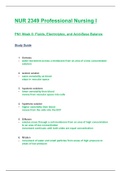 NUR 2349 / NUR2349: Professional Nursing I / PN 1 Week 8 - Fluids, Electrolytes & Acid-Base Balance Study Guide (2020 / 2021) Rasmussen