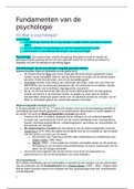Samenvatting fundamenten van de psychologie (boek, powerpoints en toetsmatrijs)