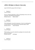 APOL 220 Quiz 4 (Latest 3 Versions) APOL 220 INTRODUCTION TO APOLOGETICS, Liberty University