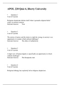 APOL 220 Quiz 6 (Latest 3 Versions) APOL 220 INTRODUCTION TO APOLOGETICS, Liberty University