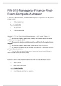 FIN515 Managerial Finance Final-Exam Complete questions and Answer 2020 docs 