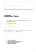 HESI Final Exam.Questions and Answers