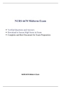 NURS6670N Midterm Exam (Latest, 2020) (75 Q & A, 100% Correct Answers) & NURS6670N Final Exam Guide (2020) (Graded A Guide)