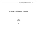 BIDI001 - Term paper: The Importance of Quality Management: A Case Study