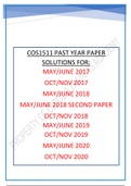 COS1511/INP1501 EXAM PACK (2017, 2018, 2019, 2020 FULL YEAR PAPERS)