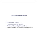 NURS 6550 Final Exam (3 Versions, 300 Q & A, 2020)/ NURS 6550N Final Exam / NURS6550 Final Exam (100% Correct Answers)
