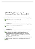  NURS 6512N-53 Advanced Health Assessment Week 6 Exam – Summer 2022/NURS 6512N MIDTERM EXAM QUESTION AND ANSWERS