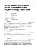 NURS 6640 / NURS-6640   Week 6 Midterm exam Psychotherapy Individual 