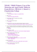 NR 601 / NR601 Primary Care of the Maturing and Aged Family Midterm Exam Review | 200 Q & A | Rated A | Chamberlain College