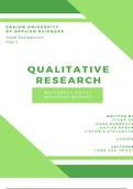 Qualitative Research - Advisory Report