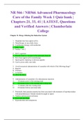 NR 566 / NR566 Advanced Pharmacology Care of the Family Week 1 Quiz bank | Chapters 21, 33, 41 | LATEST, Questions and Verified Answers | Chamberlain College