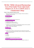 NR 566 / NR566 Advanced Pharmacology Care of the Family Week 1 Quiz bank | Chapters 21, 33, 41 | LATEST, Q & A| Chamberlain Colleges