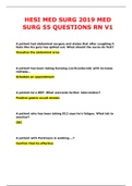 HESI MED SURG 2019 MED SURG 55 QUESTIONS RN V1  With All Answers Correct