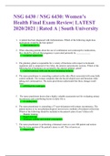 NSG 6430 / NSG 6430: Women’s Health Final Exam Review| LATEST 2020/2021 | Rated A | South University